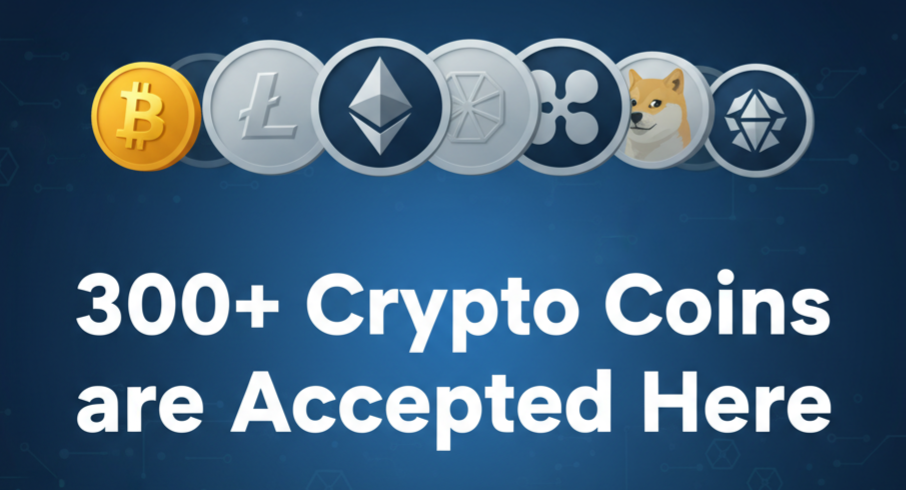 300+ Crypto Coins Accepted Here